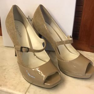 Nude Calvin Klein lizard and patent stilleto 7.5